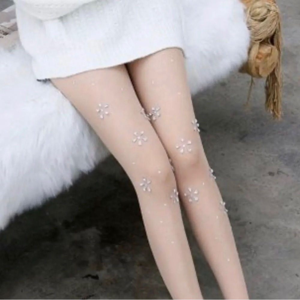 Feel Libration Embellished Sheer Tights in Nude fits all S, M, L, - Picture 5 of 5